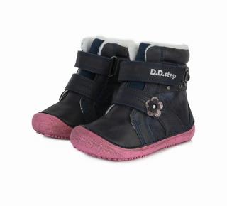 D.D.step barefoot sötétkék virágos lány téli cipő