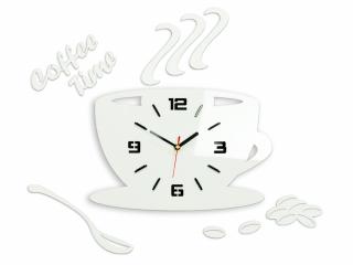 Modern falióra COFFE TIME 3D WHITE white (öntapadó faliórák)