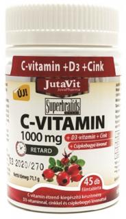 JutaVit C-vitamin 1000 mg + D3 + Zn + csipkebogyó kivonat retard 45 db