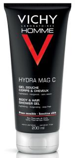 VICHY Homme Hydra Mag C frissítő, hidratáló tusfürdő testre és hajra 200 ml