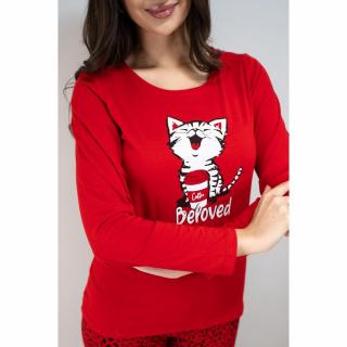 Muzzy Cat Coffee mintás hosszú női pizsama