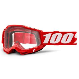 100% - Accuri 2 USA Cross Szemüveg - Piros - Átlátszó plexivel