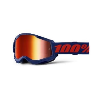 100% - Strata 2 USA Szemüveg - Navy - Piros tükrös plexivel
