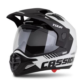 Cassida Tour 2.0 Dual Cross Bukósisak Felnyitható plexivel és Napszemüveggel, Pinlock előkészítéssel (Matt fekete-Fehér)