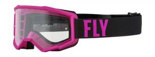 Fly Racing - Focus Rózsaszín-Fekete Cross szemüveg - Átlátszó plexivel