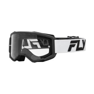 Fly Racing - Focus Szemüveg - Fekete - fehér - Átlátszó plexivel