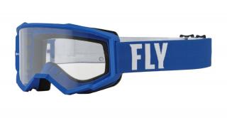 Fly Racing - Focus szemüveg (Kék - fehér, átlátszó plexi)