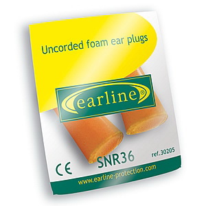 30205_Earline narancs színű, lekerekített hengeres PU füldugó (SNR 36dB)