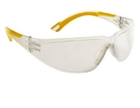 60565_Lux optical Starlux munkavédelmi védőszemüveg, rugalmas bikolor szárvégek, páramentes, ívelt polikarbonát, víztiszta lencsével