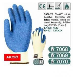 7068_Tenyerén kék latex, vágásbiztos 250°C-ig hőálló kesztyű