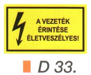 A vezeték érintése életveszélyes! D33/sz