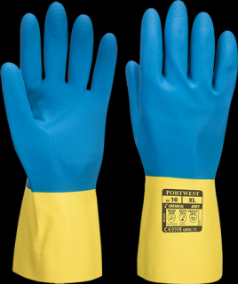 A801_Portwest Vegyszerálló védőkesztyűk Duplán Mártott Latex kesztyű