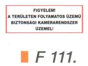 F111_Figyelem! A területen folyamatos üzemü biztonsági kamerarendszer üzemel!