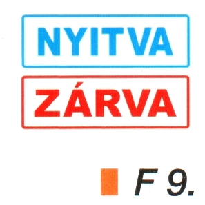 F9_Nyitva-zárva 2 oldalas müanyag tábla