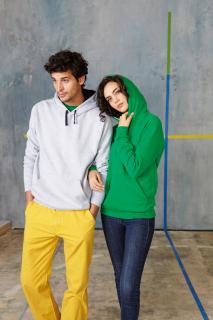 KA446_CONTRAST HOODED (KA446) hosszú ujjú férfi pulóver poliészter/pamut oldalvarrott zsebes kapucnis, Poliészter/Pamut