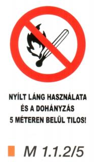 m112-5_Nyílt láng használata és a dohányzás 5 méteren belül tilos!