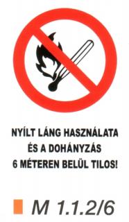 m112-6_Nyílt láng használata és a dohányzás 6 méteren belül tilos!