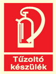 tt010/tt09_Tűzoltó készülék helyét jelölő, után világítós tűzvédelmi öntapadós tábla