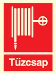 tt011_Tűzcsap és szerelvényei helyét jelölő, után világítós tűzvédelmi öntapadós tábla