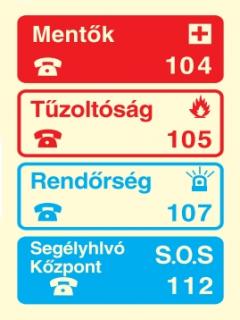tt023_Után világítós segélyhívó, tűzvédelmi öntapadós tábla