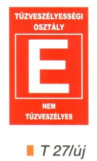 Tüzveszélyességi osztály  E  piktogram t 27/új