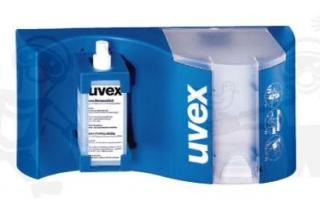 Uvex szemüvegtisztító állomás: tisztító folyadék, szilikonmentes törlőpapír, adagolófej U9970002-es