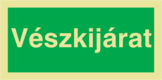 Vészkijárat, után világítós menekülési útvonalat jelző öntapadós tábla