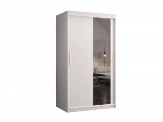 Fehér RIFLO Slim II ruhásszekrény tükörrel 100/120 Méret: 100