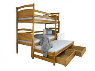 PETRA 2 emeletes ágy pótággyal 90x200 - tölgy