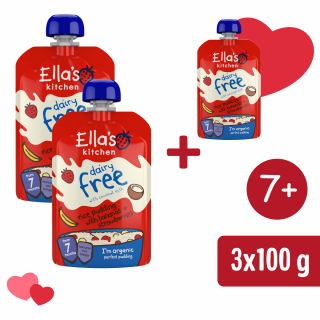 2+1 INGYEN: Ella's Kitchen BIO Tejmentes rizspuding banánnal és eperrel (80 g)