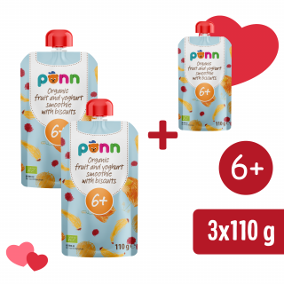 2+1 INGYEN: SALVEST Põnn BIO Gyümölcsös smoothie joghurttal és keksszel (110 g)