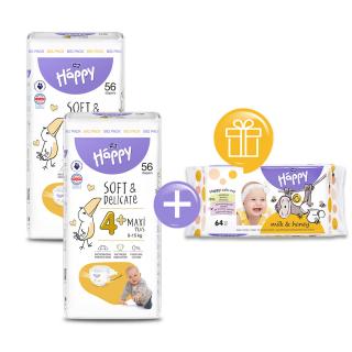 2x Bella Baby Happy Gyerek pelenka Maxi Plus Pack mér. 4+ (56 db)