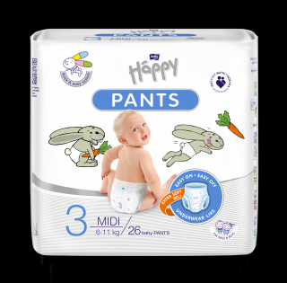 Bella Happy Pants Gyerek bugyi pelenka Midi 3 mér. (26 db)