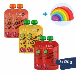 Ella’s Kitchen BIO Gyümölcs 6pack + Infantino Szivárványos kirakó (12 h+)