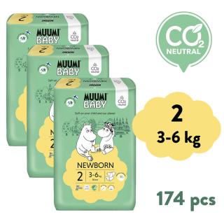 Muumi Baby 2 Newborn 3-6 kg (174 db), havi csomag öko pelenka