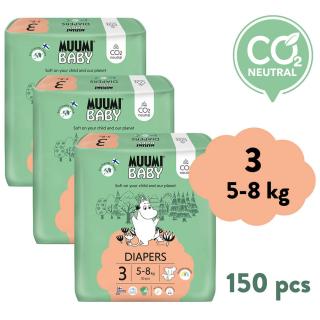 Muumi Baby 3 Midi 5-8 kg (150 db), havi csomag öko pelenka