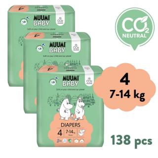 Muumi Baby 4 Maxi 7-14 kg (138 db), havi csomag öko pelenka