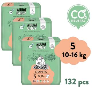 Muumi Baby 5 Maxi+ 10-16 kg (132 db), havi csomag öko pelenka