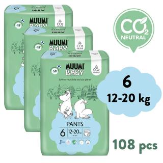 Muumi Baby Pants 6 Junior 12-20 kg (108 db), havi csomag bugyi öko pelenka