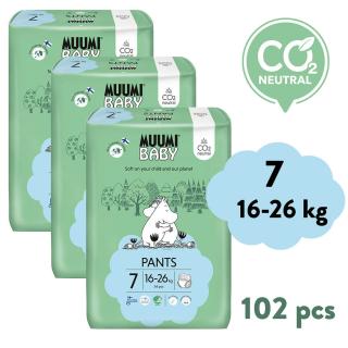 Muumi Baby Pants 7 XL16-26 kg (102 db), havi csomag bugyi öko pelenka