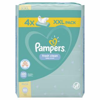 Pampers Fresh Clean XXL Baba nedves törlőkendő (4× 80 db)