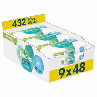 Pampers Harmonie Aqua Platic Free Baba nedves törlőkendő (9× 48 db)