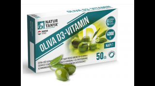 Natur Tanya® OLIVA D3-vitamin - 4000 NE Quali®-D D3-vitamin természetes extra szűz olívaolajban oldva. 50 db