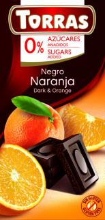 Torras Narancsos hozzáadott cukormentes étcsokoládé (gluténmentes, tejmentes) 75 g