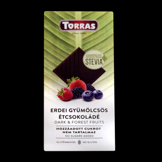 Torras Stevia Erdei Gyümölcsös étcsokoládé hozzáadott cukor nélkül 125 g (gluténmentes)