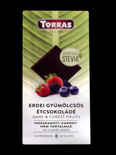 Torras Stevia Erdei Gyümölcsös étcsokoládé hozzáadott cukor nélkül 125 g