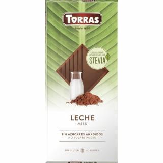 Torras Stevia hozzáadott cukormentes tejcsokoládé 100 g (gluténmentes)