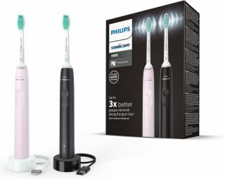 Philips HX3675/15 Sonicare 3100 Series elektromos fogkefe, dupla csomag - Fekete+Rózsaszín