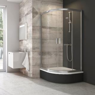 Ravak Blix BLCP4-80 SABINA Négyrészes, negyedköríves alacsonyított zuhanykabin fehér kerettel, grape edzett biztonsági üveg betéttel 3B240140ZG