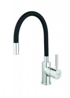FERRO Zumba álló mosogató csaptelep nyílt rendszerű vízmelegítőhöz, flexibilis kifolyócsővel, fekete